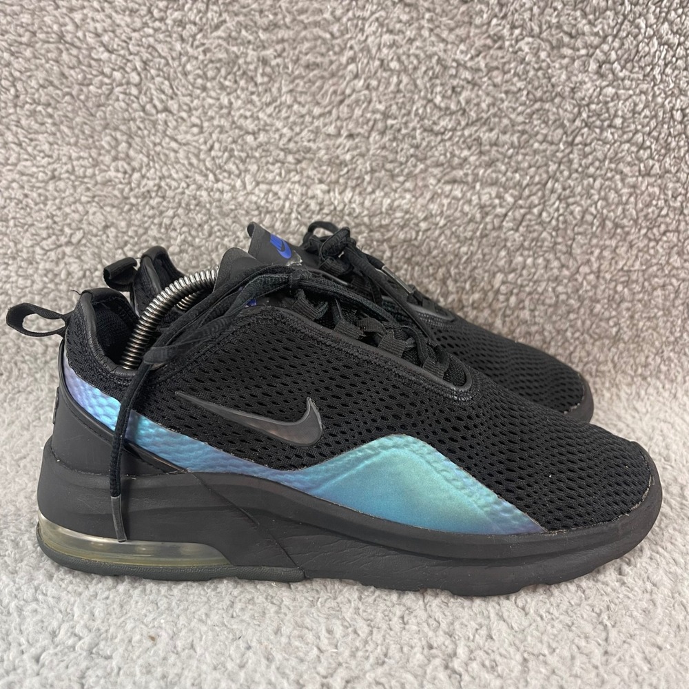 Nike Air Max Motion 2 Womens size 8 Black Iridescent Blue Athletic Running Shoes
